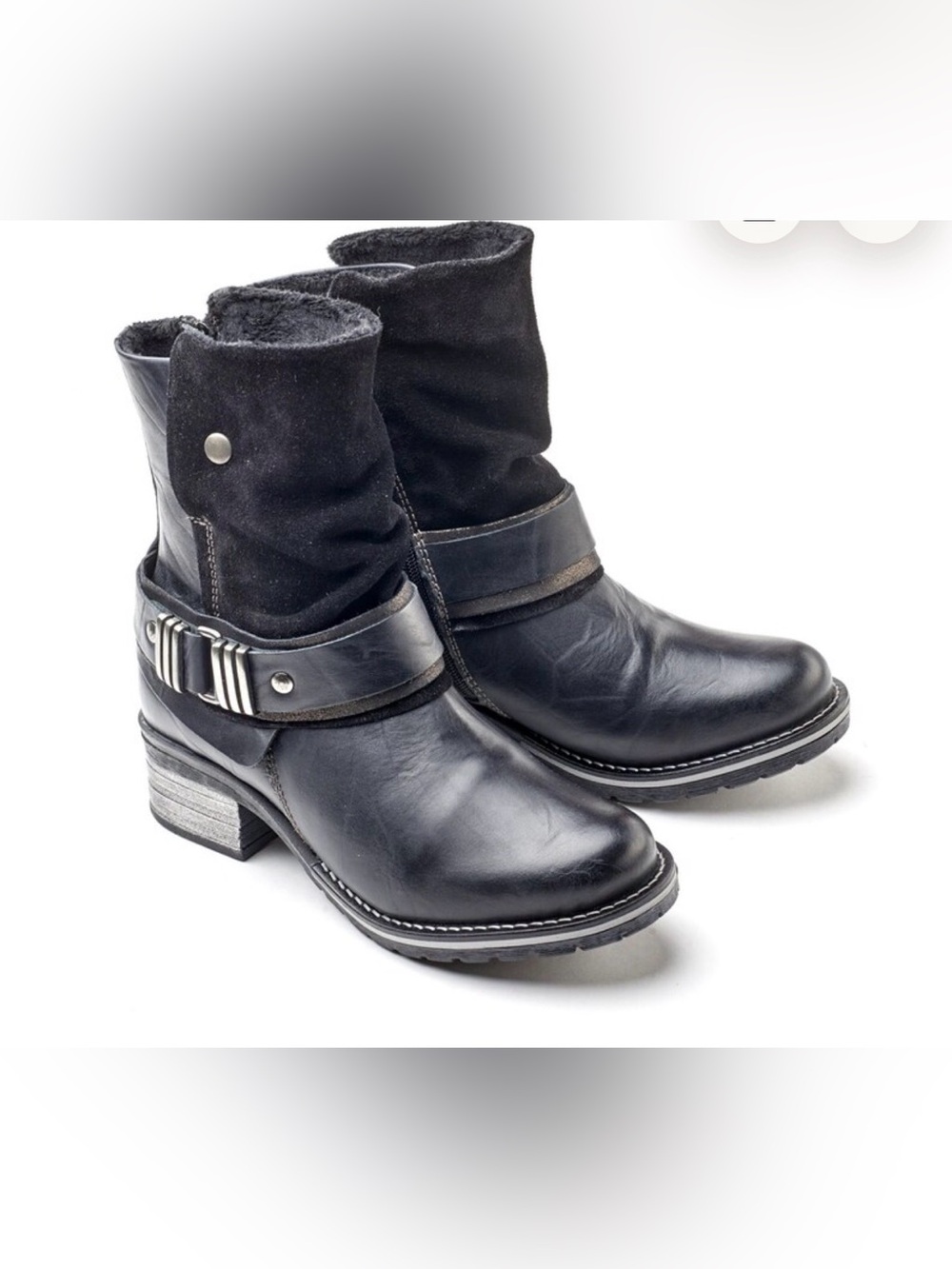 Dromedaris Kikka Leather Suede Biker Combat Boots Black Women's 41 US 10.5-11